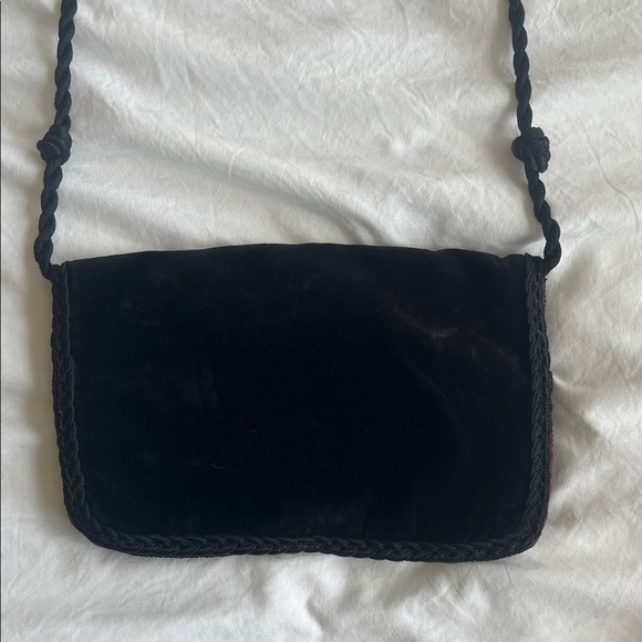 Vintage Black Velvet Evening Bag Made in Italy for Sears 50s/60s Braided Trim - Picture 8 of 11